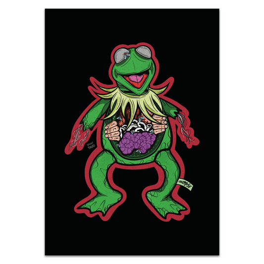 Autopsy Frog – Dark Cartoon Horror Illustration